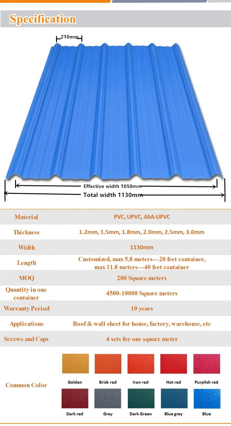 Colombia Popular Plastic Roofing Teja Plastico PVC